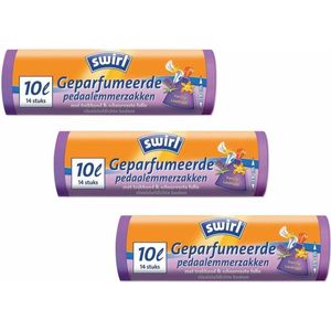 Paarse vuilniszak - trekband - 42 zakken - 10 liter - ldpe - 40cm x 40cm