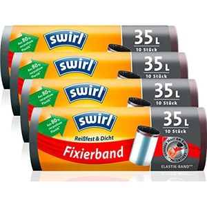 Swirl Vuilniszakken met bevestigingsband, multipack van 4 x 35 l/10 zakken