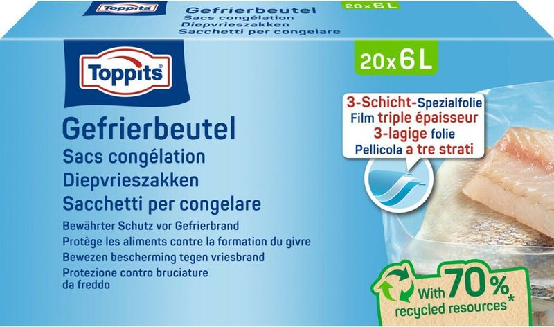 10x Toppits Diepvrieszakjes 6 liter 20 stuks