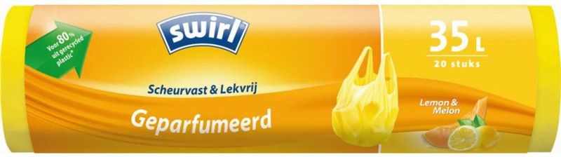Swirl - Vuilniszakken - Geparfumeerd Lemon & Melon - 20 Liter - 400 Zakken - HDPE - 48x48 cm