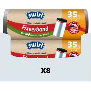 8x Swirl Pedaalemmerzakken met Fixeerband 35 liter 10 stuks