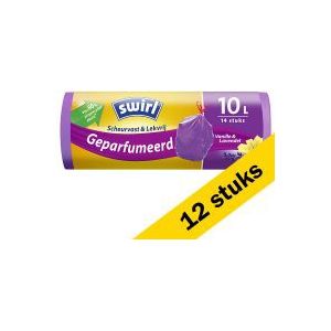 12x Swirl vuilniszakken trekband vanille en lavendel voor pedaalemmers 10 liter (14 stuks)