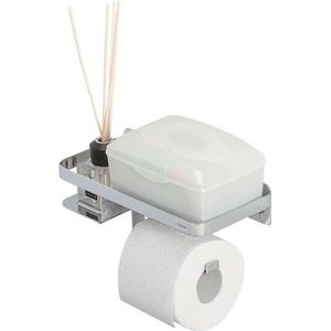 Alonzo toiletrolhouder met klep mat zwart Alonzo toiletrolhouder met klep mat zwart