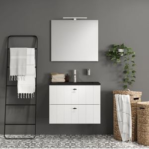 Tiger Maryport Meubelset 60 Cm Met 2 Lades Mat Wit Inclusief Quadro Wastafel Mat Zwart | Badkamermeubelen