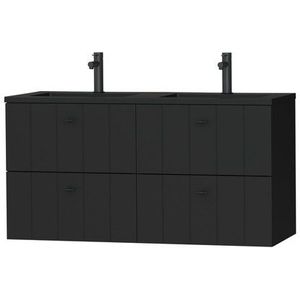 Tiger Maryport Meubelset 120 cm met 4 lades Mat zwart inclusief Quadro wastafel Mat zwart