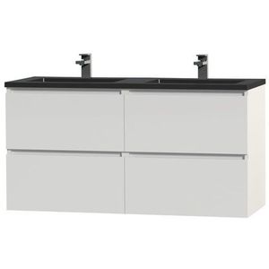 Tiger Meubelset Loft 120cm Met 4 Lades Hoogglans Wit Inclusief Quadro Wastafel Mat Zwart