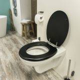 Tiger Leatherlook - WC bril - Toiletbril met deksel - MDF - Zwart