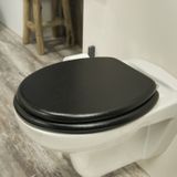 Tiger Leatherlook - WC bril - Toiletbril met deksel - MDF - Zwart