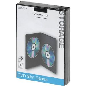 Vivanco Cd/DVD Hoesjes Slim Pack van 5 zwart
