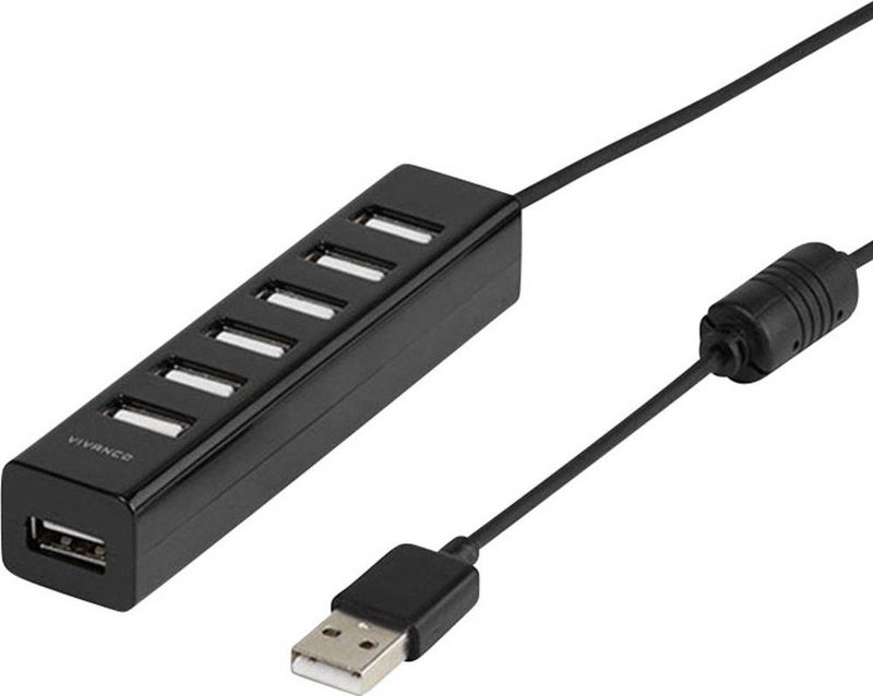 Vivanco USB 2.0 Hub - 7 Poorten Zwart