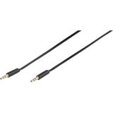 Vivanco 46131 Jackplug Audio Aansluitkabel [1x Jackplug male 3,5 mm - 1x Jackplug male 3,5 mm] 0.50 m Zwart Plat