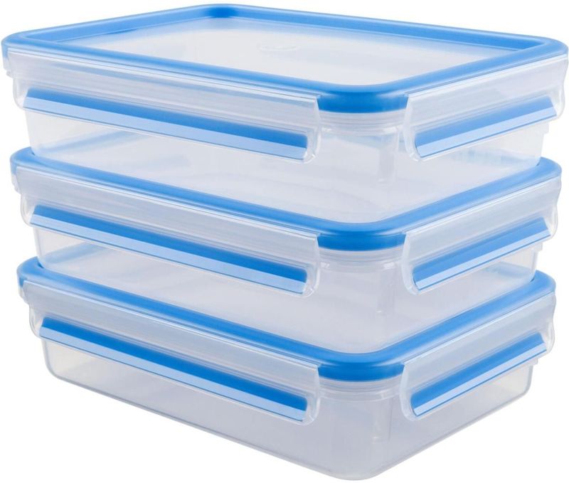 emsa Frischhaltedosen CLIP & CLOSE 5.8 cm hoch 3x 1,2 l transparent, blau
