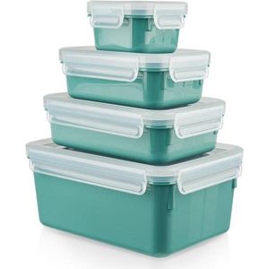 Emsa N10310 Clip & Close Color Edition 4-delige set voedselopslagcontainers | 0,2/0,55/0,8/2,2 L | Lekvrij | Hygiënisch | BPA-vrij | Vaatwasmachine-, magnetron- en vriesbestendig | Poedergroen
