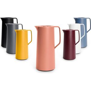 Emsa N41709 Motiva thermoskan, 1 liter, Quick-Press-sluiting, 12 uur warm, 24 uur koud, glazen kolf, Made in Germany, Scandinavisch design, terracotta
