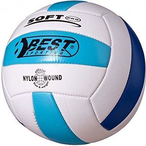 Best Sporting Volleybal, maat 5, bal in wit/lichtblauw/blauw en 18-panel-design, hoogwaardige zachte volleybal, vormvaste volleybal, volleybal, outdoor, met officiële maat 5