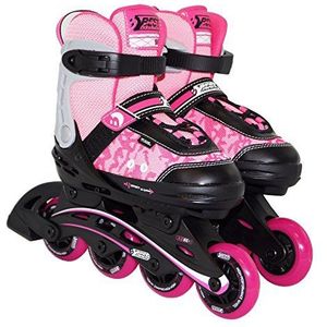 Best Sporting Inlineskates voor kinderen, verstelbare rolschaatsen van 29 tot 34, robuuste skates voor jongeren met rem, roze en zwart, inline skates voor kinderen, inline skates met 4 wielen