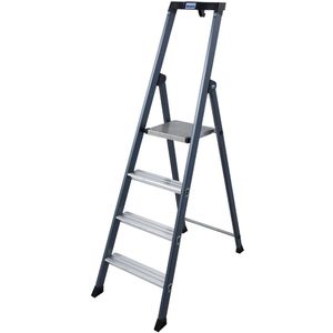 KRAUSE Aluminium tredenboktrap, geanodiseerd, 4 treden