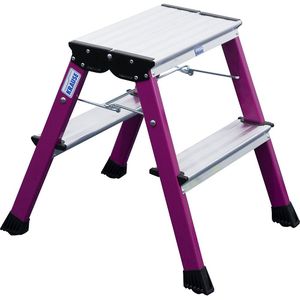 Inklapbare Trap - Roze - Aluminium - 2x2 Treden - Met Wielen