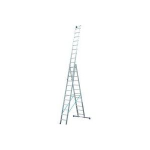 Multifunctionele ladder van aluminium 3 x 12 sporten, met trigon-dwarssteun