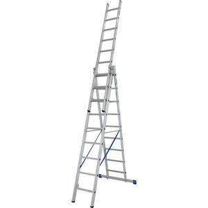 KRAUSE Multifunctionele vouwladder, 3-delig, met uitneembaar ladderdeel, 3 x 9 sporten