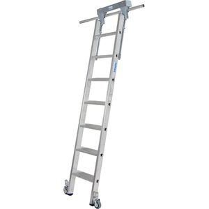 KRAUSE Treden-stellingladder, met ladderdeel voor railsysteem van ronde buis, 7 treden