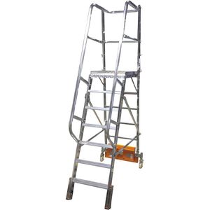 KRAUSE Aluminium platformladder STABILO Vario compact, voor smalle gangpaden, breedte 820 mm, 7 treden