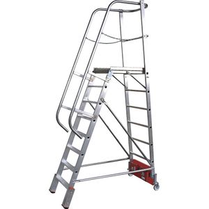 KRAUSE Aluminium platformladder STABILO Vario compact, voor smalle gangpaden, breedte 820 mm, 8 treden