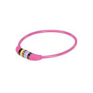 Kindercijfer-kabelslot, 4-cijfer-combinatie, vrij codeerbaar, afmetingen: 650 mm, Ø 10 mm, roze