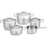 Fissler Topf-Set Fissler Pure Collection, Edelstahl 18/10 (Set, 5-tlg., Kochtopf 16/20/24 + Bratentopf 20cm + Stielkasserolle 16cm oD), Made in Germany