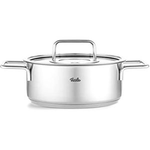 Fissler Pure Collection - steelpan van roestvrij staal (Ø 24 cm, 3,9 l) steelpan met glazen deksel, binnenschaal - inductie