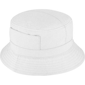 Katoenen bucket hat vissershoedje zonnehoed kleur wit grote maat XXL 62 63 centimeter