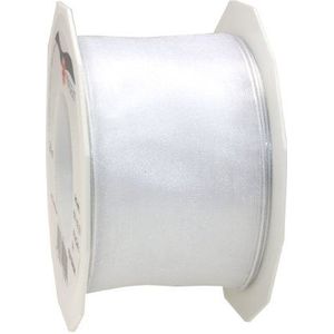 C.E. Pattberg Präsent organza lint met ijzerdraad, 60 mm x 25 m, wit
