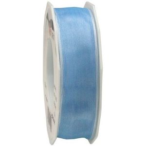 C.E. Pattberg Präsent 25 mm 25 m Bedraad Organza Lint 4-seizoenen Lichtblauw