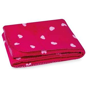 Julius Zöllner Jacquard Katoenen Plaid | Maat 75 x 100 cm | Gemaakt in Duitsland | 100% Katoen | Oeko-Tex Standard 100 | Kleine Roze Hartjes