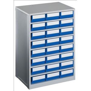 Ladekast, draagvermogen kastframe 240 kg, h x b x d = 862 x 600 x 417 mm, 24 laden, laden blauw