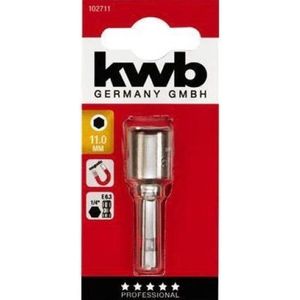 kwb Magnetische 11 mm bit-dopsleutel professional van TQ 60 staal (aandrijving: 1/4 inch EQ 6.3 zeskantschacht, ISO 1173, voor externe zeskantschroeven