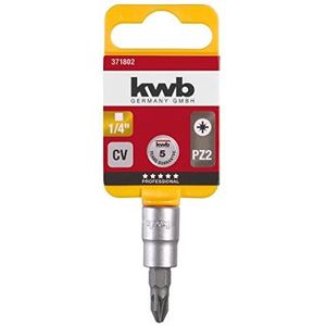 kwb PZ 2-bits dopsleutelinzet Professional van CV-staal (aandrijving: 1/4 inch binnenvierkant, mat verchroomd)