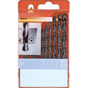 kwb HSS metaalborenset – boorset, 13-delig, Ø 1,5 tot 6,5 mm (helling 0,5 mm) en 3,3 en 4,2 mm