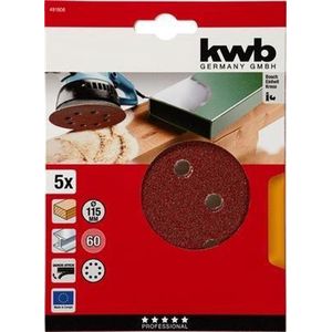 KWB schuurschijf Ø 115 mm - Korrel 60 - Klittenbandhechting - 491806 - 5 stuks