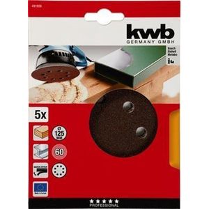 KWB - Schuurschijven - Klitteband - 125mm - Korrel K60 - 5 Stuks
