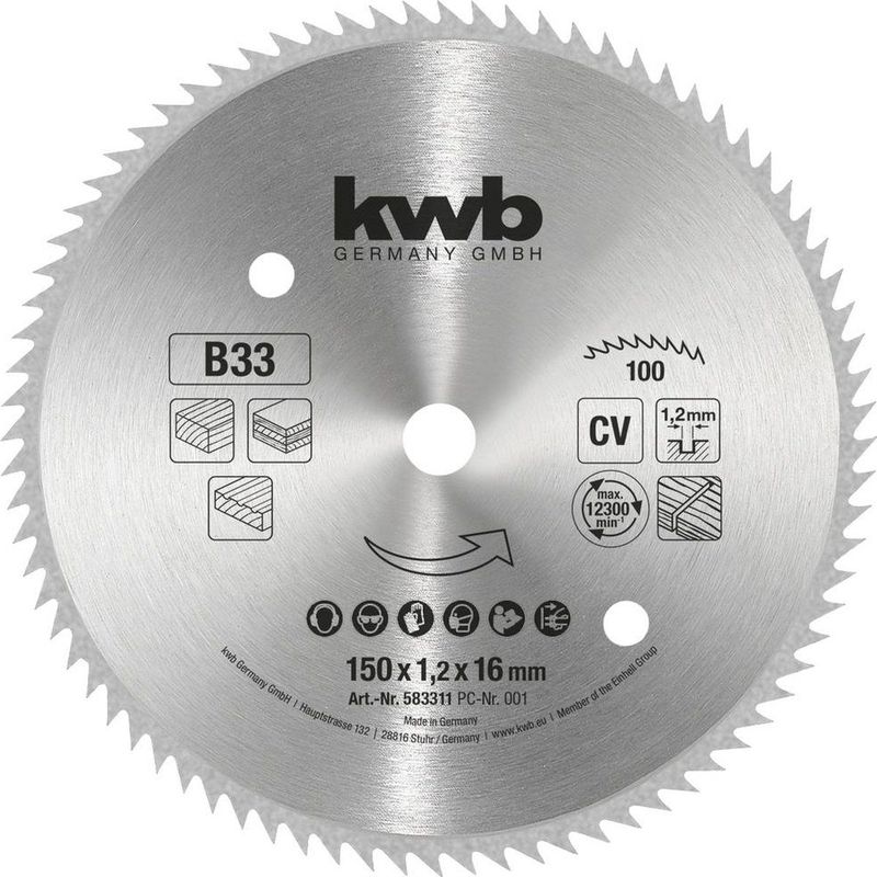 kwb 583311 Cirkelzaagblad 150 x 16 mm 1 stuk(s)