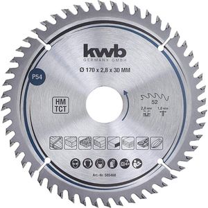kwb 585468 Z-52 Timmermans-cirkelzaagblad, hout-/hardhout, 170 x 30 mm, tandenaantal hoog (52) precisie-zaagblad, fijn