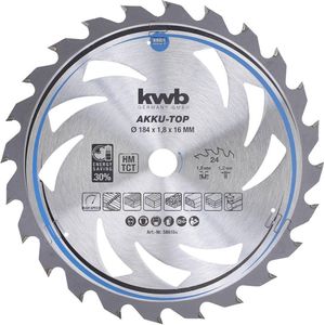 Kwb 586154 Hardmetaal-cirkelzaagblad 184 X 16 X 1.2 Aantal Tanden: 24 1 Stuk(s)