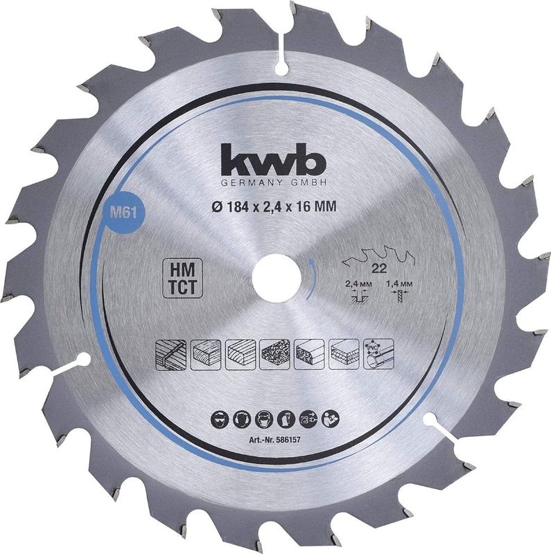 kwb - Cirkelzaagblad - 184 x 16 mm - Hardmetalen Tanden - Flexibel Hoofdblad