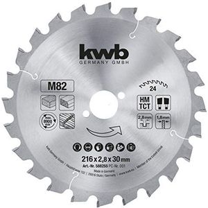 kwb Cirkelzaagblad 216 x 30 mm, Made in Germany, snelle snede, zaagblad geschikt voor zacht en hardhout, timmerplaten en spaanplaat
