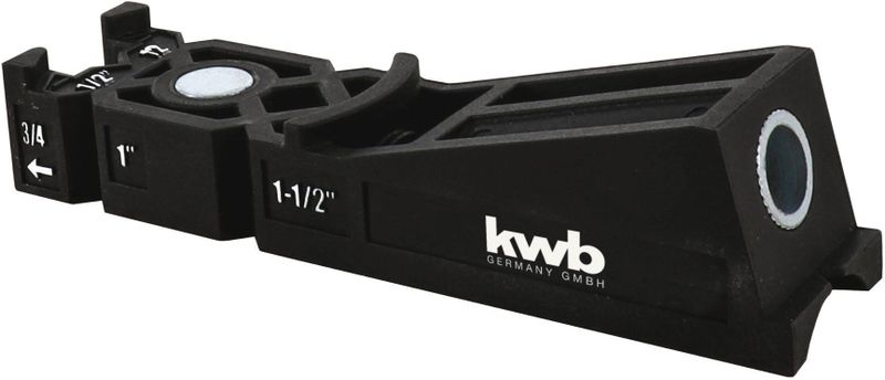 kwb Zakgat-boorsjabloon incl. boor, dieptestop en TX-20 bit - Nauwkeurige hoekverbindingen voor meubel- en plankbouw - Geschikt voor verschillende plankdiktes