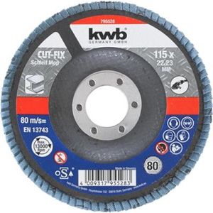 kwb 795528 CUT-FIX ® schuurmop, lamellenschuurschijf, metaalbewerking, ø 115 mm, K80 Diameter 115 mm