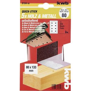 KWB Quick-Stick Schuurstroken, Hout en Metaal, Edelkorund, 80x133mm schuurpapier K40