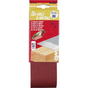 kwb Schuurbanden 60 x 400 mm van edelkorund met korrel 40, speciale verlijming en flexibel katoenweefsel voor het grof slijpen van hout en metaal