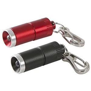 kwb Mini LED sleutelhangerset 948395 (2-delig, superhelder, geanodiseerd aluminium behuizing, karabijnhaak, zwart/rood)